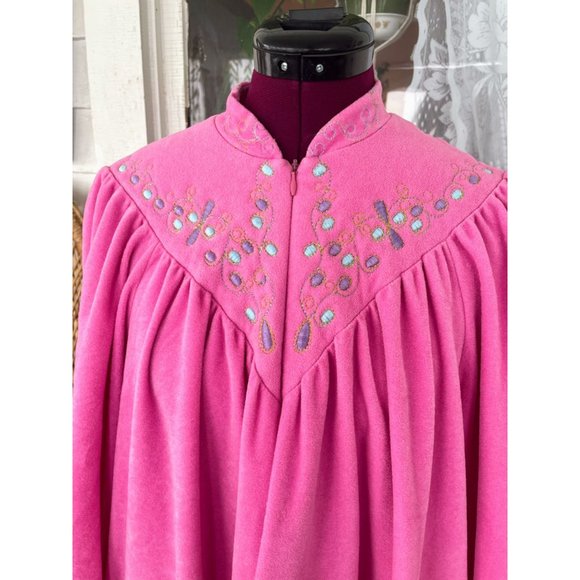 Vintage 1960s Vanity Fair Pink Fleece Robe MOD Sz M - Picture 4 of 10